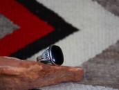 Vintage Navajo Worn Silver Ring w/Black Onyx  c.1950～