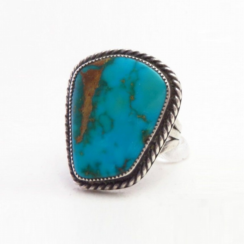 Vtg Navajo Split Shank Ring w/Gem Quality Turquoise c.1950～