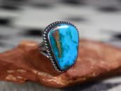 Vtg Navajo Split Shank Ring w/Gem Quality Turquoise c.1950～