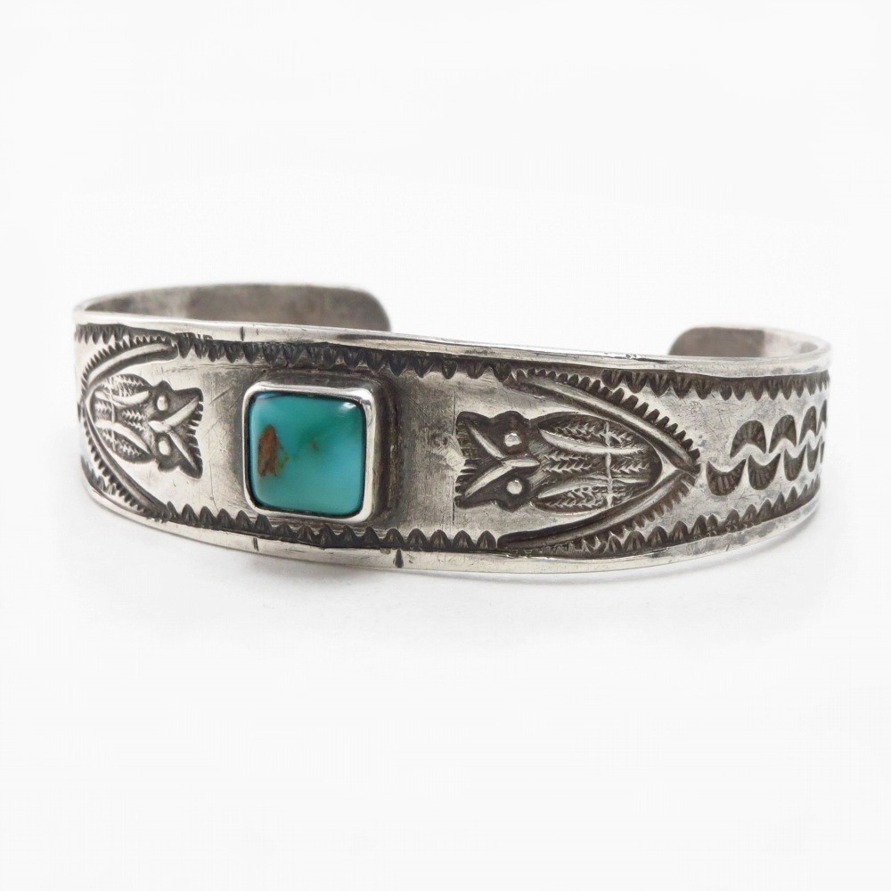 Antique Kewa/Navajo Owls Stamped Ingot Silver Cuff c.1920～