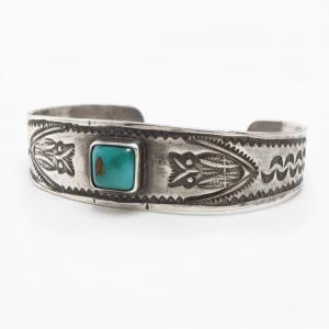 Antique Kewa/Navajo Owls Stamped Ingot Silver Cuff c.1920～