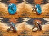 Vtg Split Shank Ring w/Hi-Grade Nevada Blue Turquoise c.1950