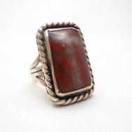 Antique Navajo Ring w/Cross Pattern Bloodstone