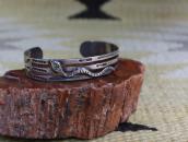 Atq Navajo 卍 Stamped & Snake Applique Silver Cuff c.1925～