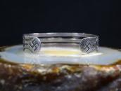 Atq Navajo 卍 Stamped & Snake Applique Silver Cuff c.1925～