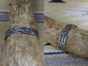 Atq Navajo 卍 Stamped & Snake Applique Silver Cuff c.1925～