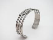 Atq Navajo 卍 Stamped & Snake Applique Silver Cuff c.1925～