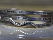 Atq Navajo 卍 Stamped & Snake Applique Silver Cuff c.1925～