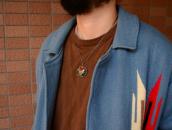 Vintage Navajo "HAND MADE" Moss Agate Top Necklace  c.1950～