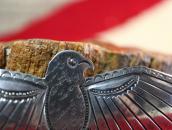 Antique Navajo Big Thunderbird Stamped Silver Pin  c.1930～
