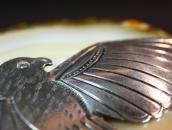 Antique Navajo Big Thunderbird Stamped Silver Pin  c.1930～