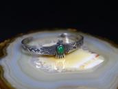Atq T-bird Face Stamped Silver Small Cuff w/Turquoise c.1930