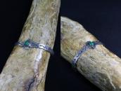 Atq T-bird Face Stamped Silver Small Cuff w/Turquoise c.1930