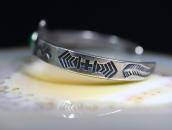 Atq T-bird Face Stamped Silver Small Cuff w/Turquoise c.1930