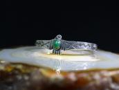 Atq T-bird Face Stamped Silver Small Cuff w/Turquoise c.1930