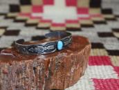 Atq T-bird & Arrow Repoused Silver Cuff w/Turquoise  c.1935～