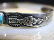 Atq T-bird & Arrow Repoused Silver Cuff w/Turquoise  c.1935～