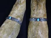 Atq T-bird & Arrow Repoused Silver Cuff w/Turquoise  c.1935～