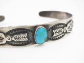Atq T-bird & Arrow Repoused Silver Cuff w/Turquoise  c.1935～