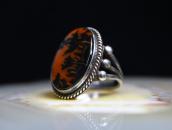 Atq Navajo Ring in Silver w/Two Tone PetrifiedWood c.1945～
