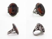 Atq Navajo Ring in Silver w/Two Tone PetrifiedWood c.1945～