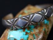 Historic Navajo Stamped & Filed Heavy Silver Cuff  c.1930～