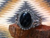 Antique Navajo IngotSilver Wide Cuff w/PetrifiedWood c.1945～