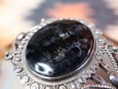 Antique Navajo IngotSilver Wide Cuff w/PetrifiedWood c.1945～