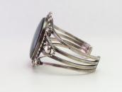 Antique Navajo IngotSilver Wide Cuff w/PetrifiedWood c.1945～