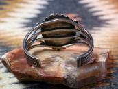 Antique Navajo IngotSilver Wide Cuff w/PetrifiedWood c.1945～