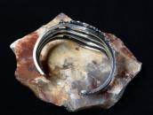 Antique Navajo IngotSilver Wide Cuff w/PetrifiedWood c.1945～