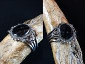 Antique Navajo IngotSilver Wide Cuff w/PetrifiedWood c.1945～