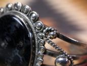 Antique Navajo IngotSilver Wide Cuff w/PetrifiedWood c.1945～