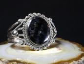 Antique Navajo IngotSilver Wide Cuff w/PetrifiedWood c.1945～