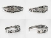 Antique Sun Face Stamped T-Bird Applique Silver Cuff c.1930～