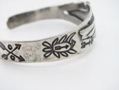 Antique Sun Face Stamped T-Bird Applique Silver Cuff c.1930～
