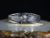 Antique Sun Face Stamped T-Bird Applique Silver Cuff c.1930～
