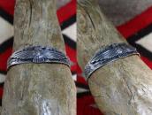 Antique Sun Face Stamped T-Bird Applique Silver Cuff c.1930～