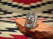 【Clendon Pete】 Navajo Shell Repoused Wide Width Ring  JP20