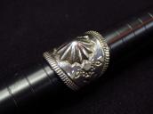 【Clendon Pete】 Navajo Shell Repoused Wide Width Ring  JP20