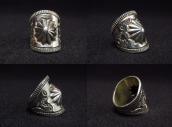 【Clendon Pete】 Navajo Shell Repoused Wide Width Ring  JP20