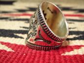 【Clendon Pete】 Navajo Shell Repoused Wide Width Ring  JP20