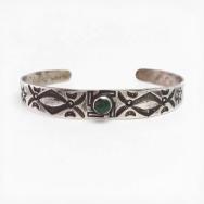 Atq Navajo 『ON BOOK』卍 Stamped Silver Cuff w/Turquoise c.1930