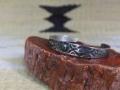 Atq Navajo 『ON BOOK』卍 Stamped Silver Cuff w/Turquoise c.1930