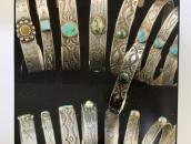 Atq Navajo 『ON BOOK』卍 Stamped Silver Cuff w/Turquoise c.1930