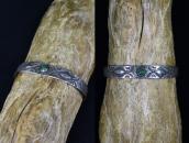 Atq Navajo 『ON BOOK』卍 Stamped Silver Cuff w/Turquoise c.1930