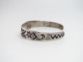 Atq Navajo 『ON BOOK』卍 Stamped Silver Cuff w/Turquoise c.1930