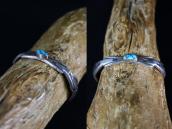 Atq Navajo Stamped Cast Silver Cuff /Gem Turquoise  c.1935～