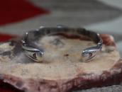 Atq Navajo Stamped Cast Silver Cuff /Gem Turquoise  c.1935～