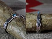 Atq Navajo Stamped Cast Silver Cuff /Gem Turquoise  c.1935～